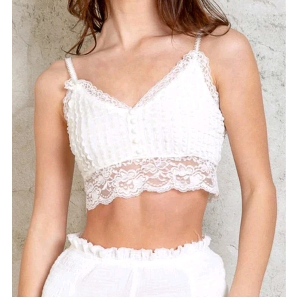 POL White Lace Bralette Crop Top Boho Women. NWOT SM
